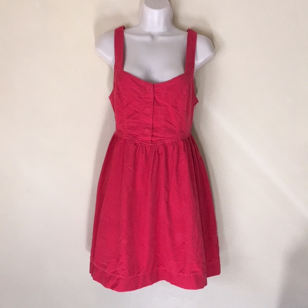 Maeve Red Corduroy dress. Pockets Anthropolgy